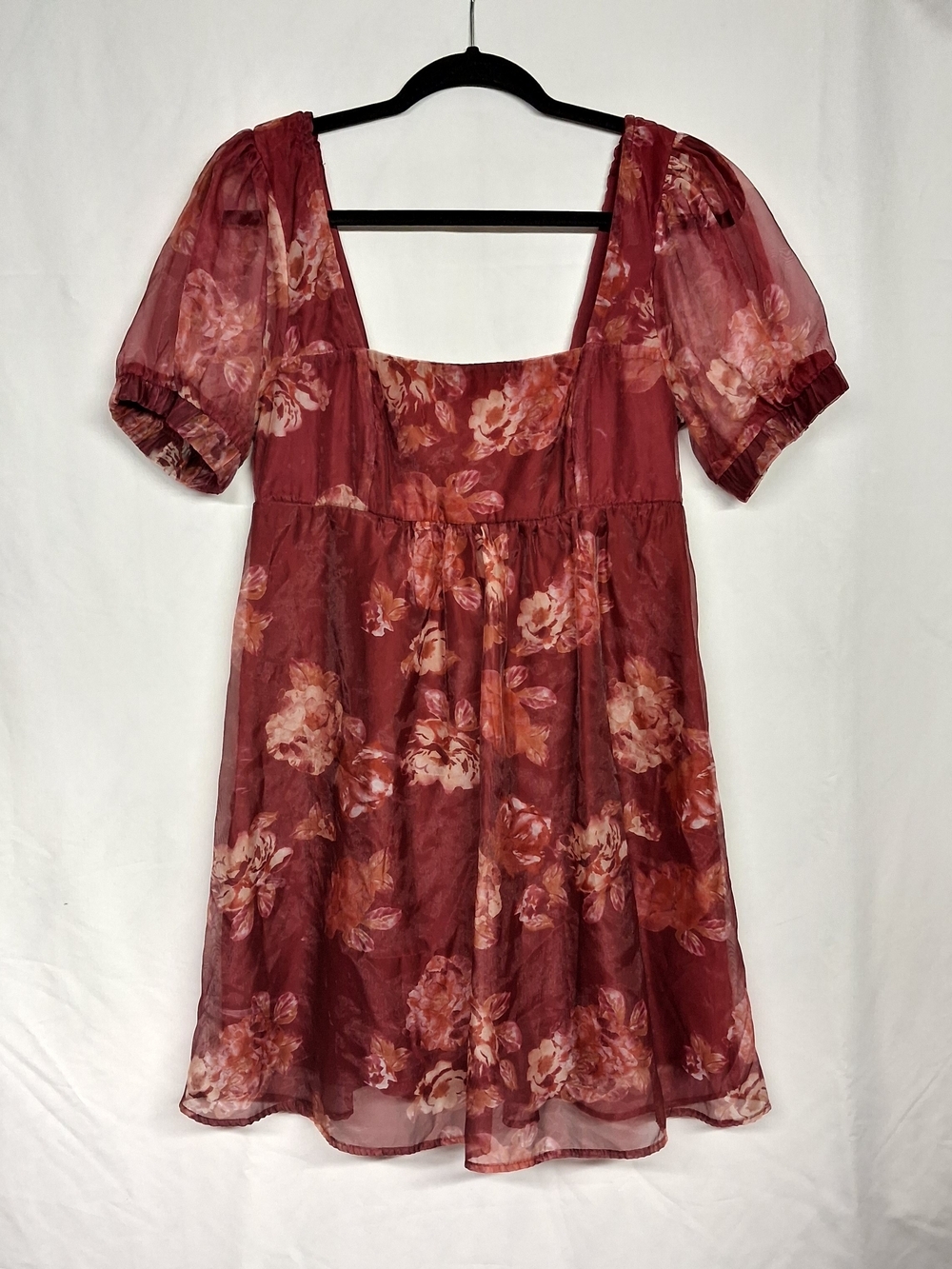 WILD FABLE Babydoll Dress Floral Square Neck Smocked Puff Sleeve Mini Dress M - Picture 5 of 9